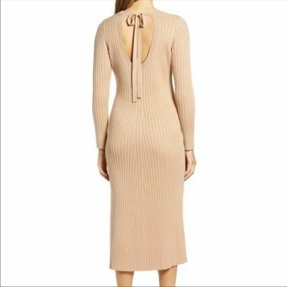 WAYF Tan Sweater Dress Cutout Bow Back Hollie Long Sleeve Camel From Nordstrom